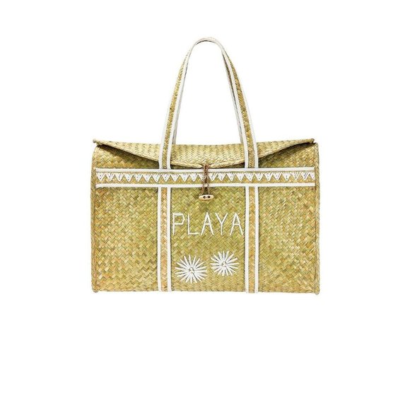 AMUSE SOCIETY Palm Woven Basket Bag Natural Straw Beach - Picture 5 of 13